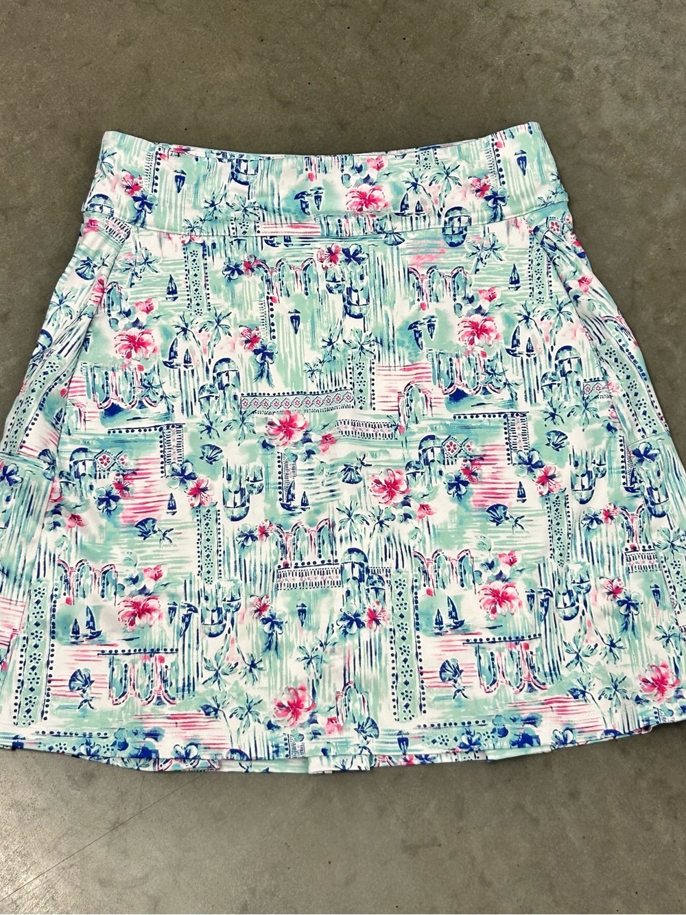 Coral Bay Mint and Pink Tropical Print Mini Golf Skirt